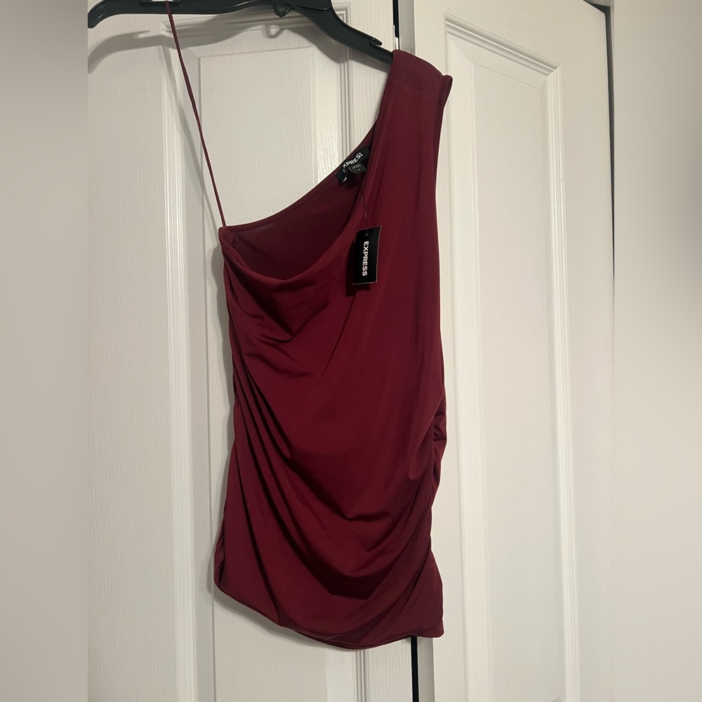 Express Burgundy Draped Top